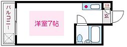 ベルガーデンハイツ ワンルームの間取図画像