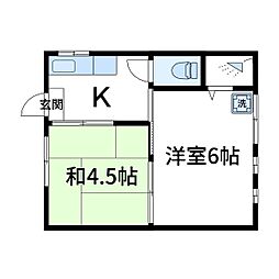 メゾン志賀 2Kの間取図画像