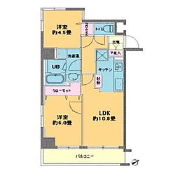 カスタリア浅草橋 2LDKの間取図画像