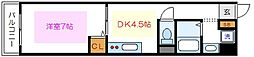カーサ大川 1DKの間取図画像
