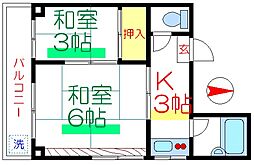 東京メトロ銀座線 浅草駅 徒歩7分の賃貸マンション 3階2Kの間取り