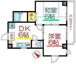 丹羽ビルメゾン・ムーヴェル 2DKの間取図画像