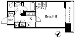 パークアクシス日本橋ステージ 2階1Kの間取り