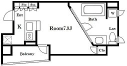 東京メトロ有楽町線 銀座一丁目駅 徒歩2分の賃貸マンション 10階ワンルームの間取り