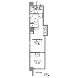 都営新宿線 浜町駅 徒歩6分の賃貸マンション 3階1LDKの間取り