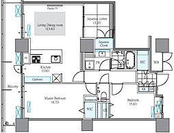 JR常磐線 南千住駅 徒歩5分の賃貸マンション 31階2SLDKの間取り