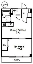 JR総武線 西荻窪駅 徒歩10分の賃貸マンション 2階1DKの間取り