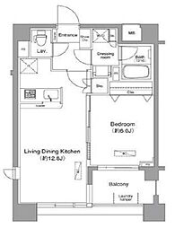 東京メトロ有楽町線 月島駅 徒歩1分の賃貸マンション 6階1LDKの間取り