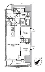 JR総武本線 馬喰町駅 徒歩1分の賃貸マンション 3階2LDKの間取り