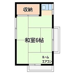 大内荘 2階ワンルームの間取り