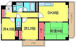 東京メトロ東西線 南砂町駅 徒歩6分の賃貸マンション 6階3DKの間取り
