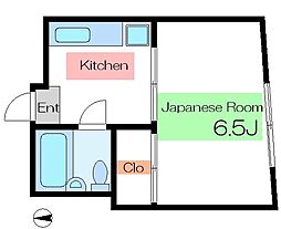山越ビル 4階1Kの間取り
