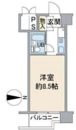 都営新宿線 西大島駅 徒歩3分の賃貸マンション 6階1Kの間取り