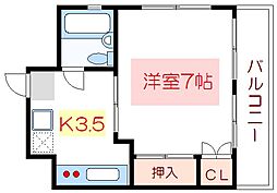 松嶋ビル 4階1Kの間取り
