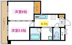 京成押上線 京成曳舟駅 徒歩9分の賃貸マンション 3階2Kの間取り