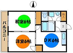 ビューハイム 2DKの間取図画像