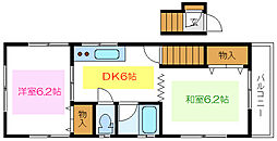 サンライズ平井 2階2DKの間取り