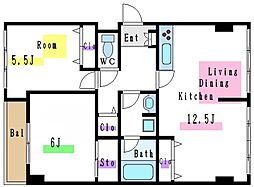 ボーリヴァージュ深谷 2LDKの間取図画像