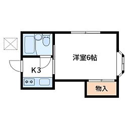 メゾン氏家 1Kの間取図画像