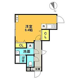 リブ・フォース ワンルームの間取図画像