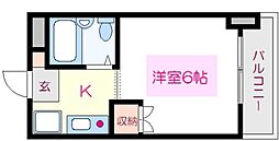 アーバンハイム江渡 ワンルームの間取図画像