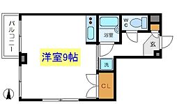 テオフラット ワンルームの間取図画像