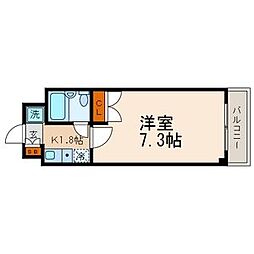 都電荒川線 小台駅 徒歩1分の賃貸マンション 7階1Kの間取り