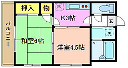グレイスヤマダ 3階2Kの間取り