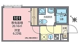 東京メトロ千代田線 町屋駅 徒歩11分の賃貸アパート 1階1Kの間取り
