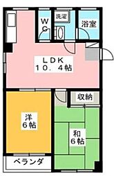 東京メトロ千代田線 町屋駅 徒歩5分の賃貸マンション 1階2DKの間取り