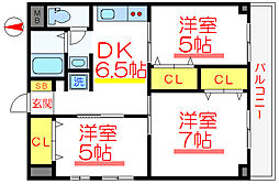 東京メトロ日比谷線 入谷駅 徒歩3分の賃貸マンション 5階3DKの間取り