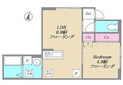 東京メトロ千代田線 町屋駅 徒歩7分の賃貸アパート 1階1LDKの間取り