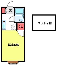 東京メトロ千代田線 町屋駅 徒歩15分の賃貸アパート 2階ワンルームの間取り
