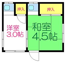 コスモス荘 1Kの間取図画像