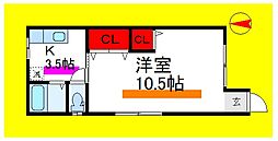 桂マンション 1Kの間取図画像
