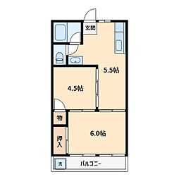 サイトウハイツ 2DKの間取図画像