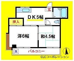 メゾンリエール 2DKの間取図画像