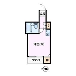 東京メトロ千代田線 町屋駅 徒歩5分の賃貸マンション 2階ワンルームの間取り