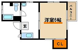 第二三京ビル 2階1DKの間取り