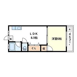 東京メトロ千代田線 町屋駅 徒歩12分の賃貸マンション 4階1LDKの間取り