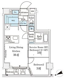 JR山手線 田端駅 徒歩9分の賃貸マンション 3階1SLDKの間取り