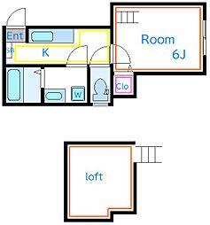 コンパートメントハウス西新井 1Kの間取図画像
