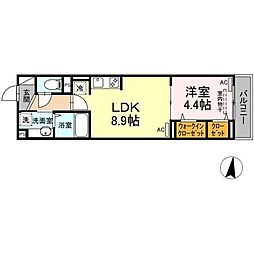 セレスティア大谷田 1LDKの間取図画像