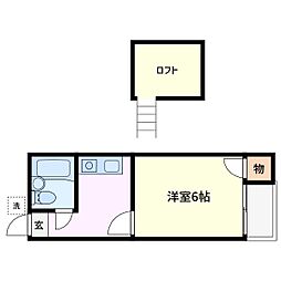 恒陽ハイツ 1Kの間取図画像