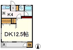 第二諏訪木荘 1Kの間取図画像