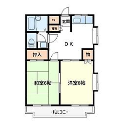 ニューコーポ東和 2DKの間取図画像