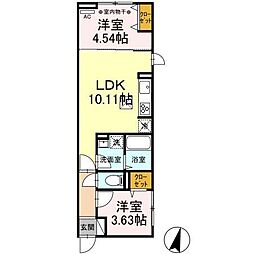 ルリアン綾瀬2 2LDKの間取図画像