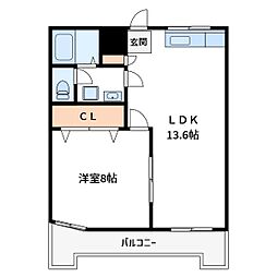 ツバイ 1LDKの間取図画像