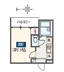 MELDIA扇大橋3 1Kの間取図画像