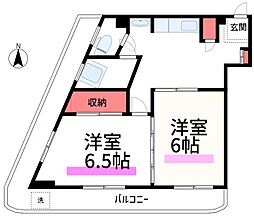 マンション釜鳴 3階2Kの間取り